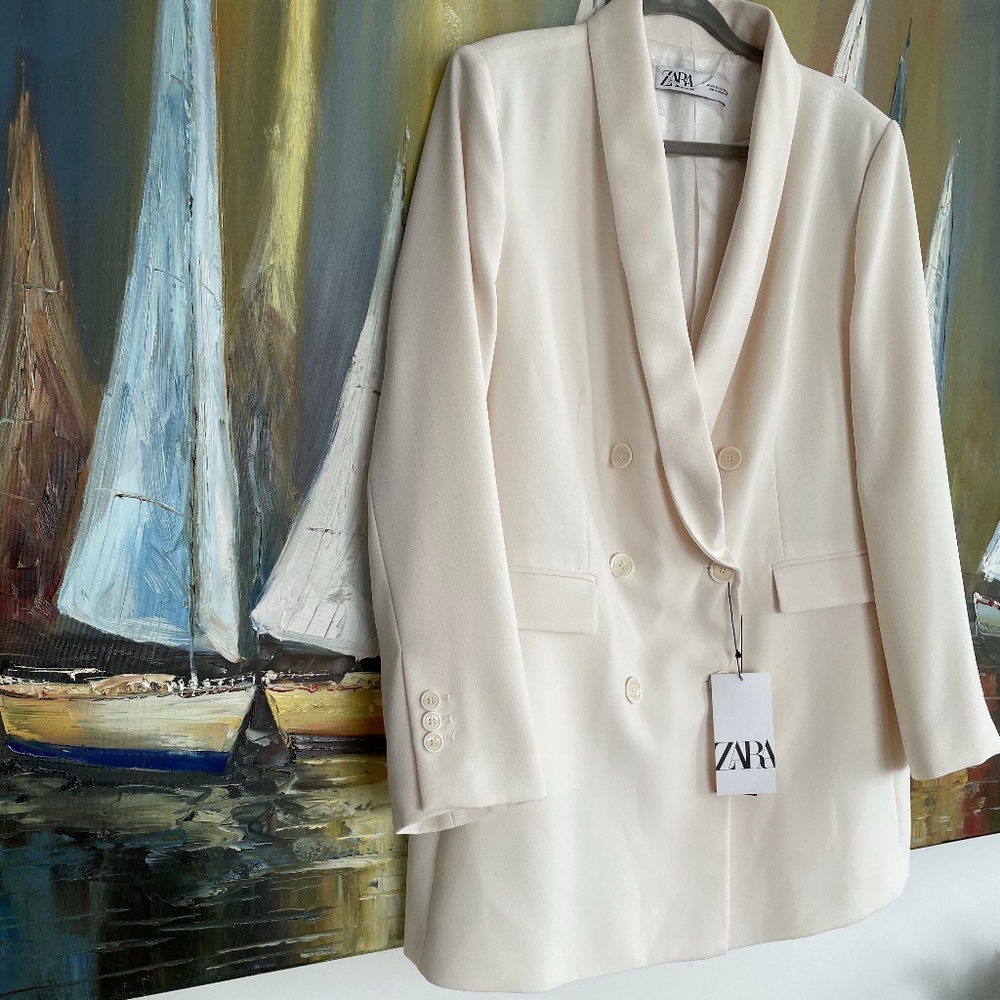 NWT Zara double breasted tuxedo blazer jacket XXL - Picture 5 of 9